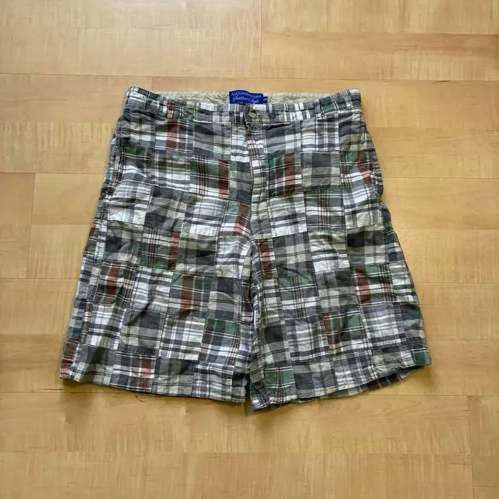 Alexander Julian Southern Style Patchwork Plaid Shorts 38